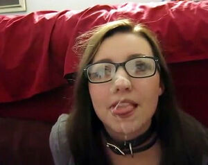 Jism stuck to the lenses and glasses. This teenage was not