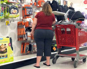 Plus-size Phat ass white girl Mummy in Target