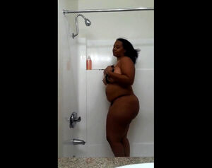 Obese ebony Mummy strokes in bathroom and leaves behind to